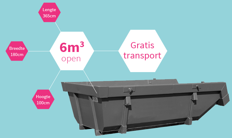 Huren: container 6m3 open afval container